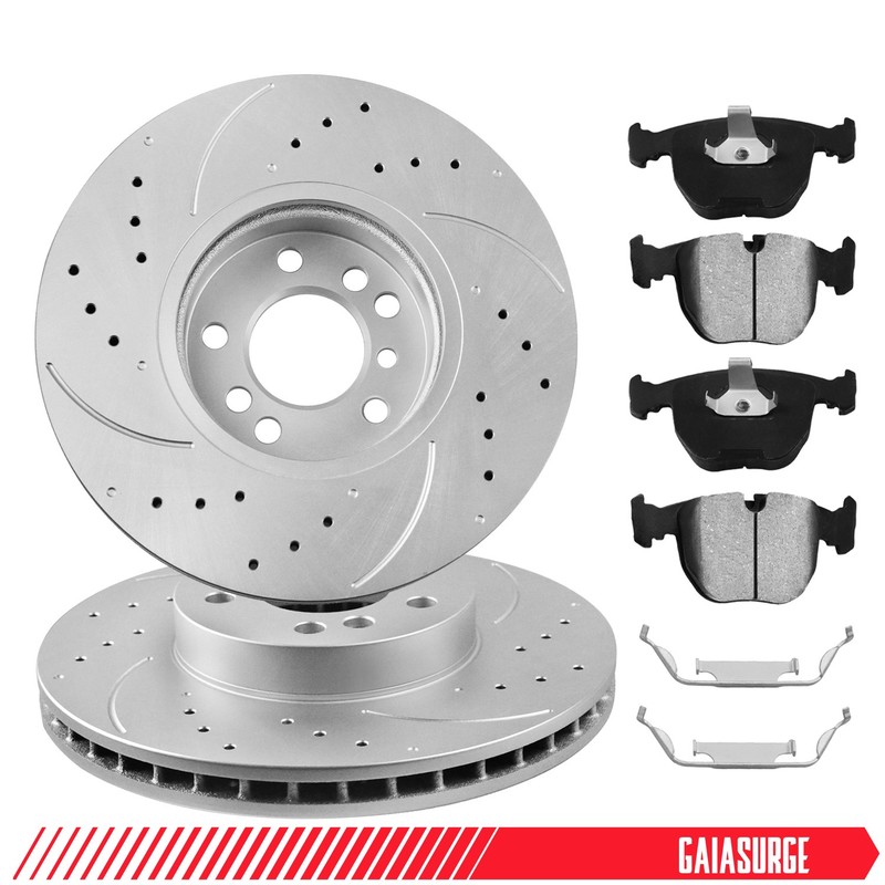 332mm Front Drilled Rotors Brake Pads Kit for 2000 2001 2002 2003- 2006 BMW X5