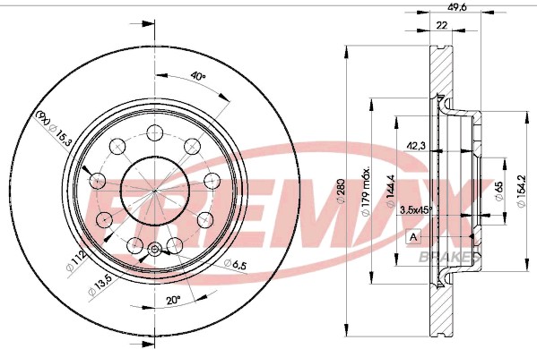 Remax BD-5614 Brake Disc for Audi, Seat, Skoda, VW