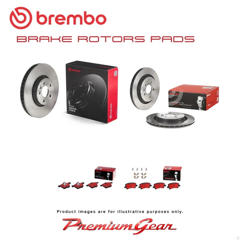 Front+Rear Brembo UV Coated Disc Rotors+NAO Brake Pads for Volvo V70 135 07-15