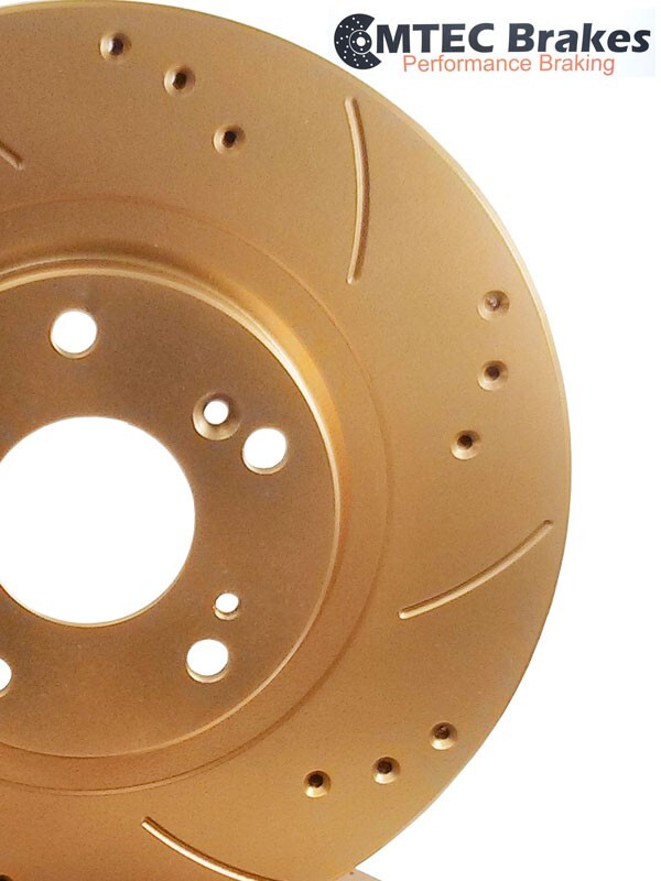 BMW 3 E21 323i 78-82 Rear Brake Discs Gold Coated Drilled Slotted gallery