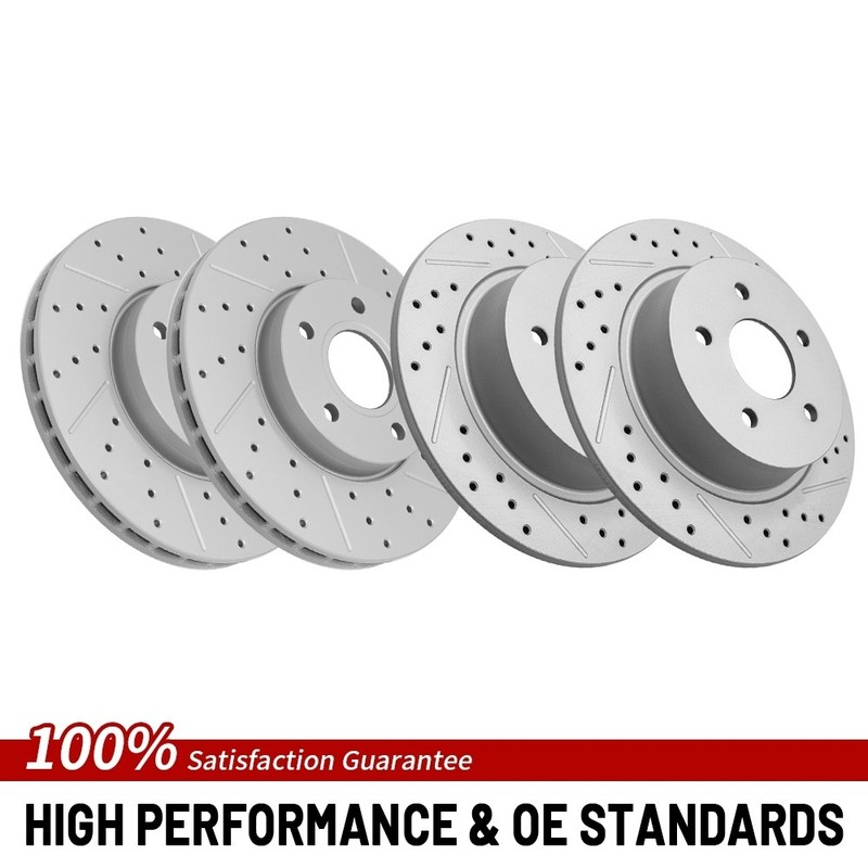 Front & Rear Drilled Brake Rotors For 2013 2014 2015 2016 2017 2018 Ford C-MAX