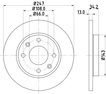 2x Front Brake Disc Fits Citroen Peugeot Mintex MDC1010C Outer Ø 247mm Solid gallery