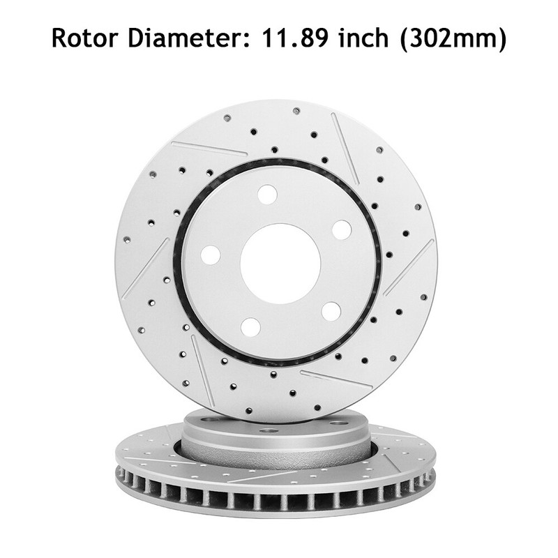 Front +Rear Drilled Disc Brake Rotors+Ceramic Pads For Jeep Wrangler 2007-2017 gallery