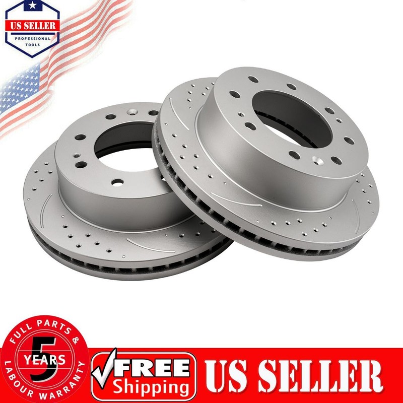 2x Front Drilled Slotted Rotors Fits 2011-2024 Silverado 2500 3500 HD 55191