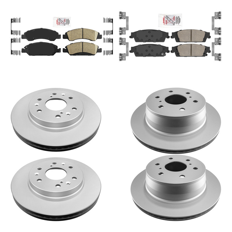 Front & Rear Ceramic Brake Pad & Coated Rotor FOR 13-20 SILVERADO SUBURBAN TAHOE