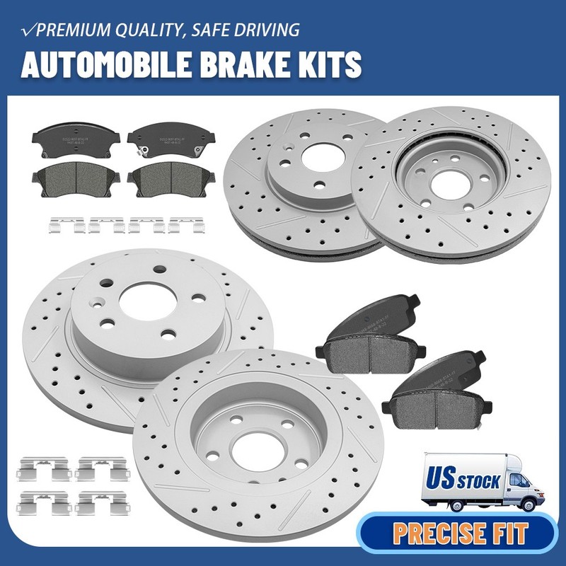 Front & Rear Disc Drilled Brake Rotors Ceramic Pads for 2011-2015 Chevy Cruze