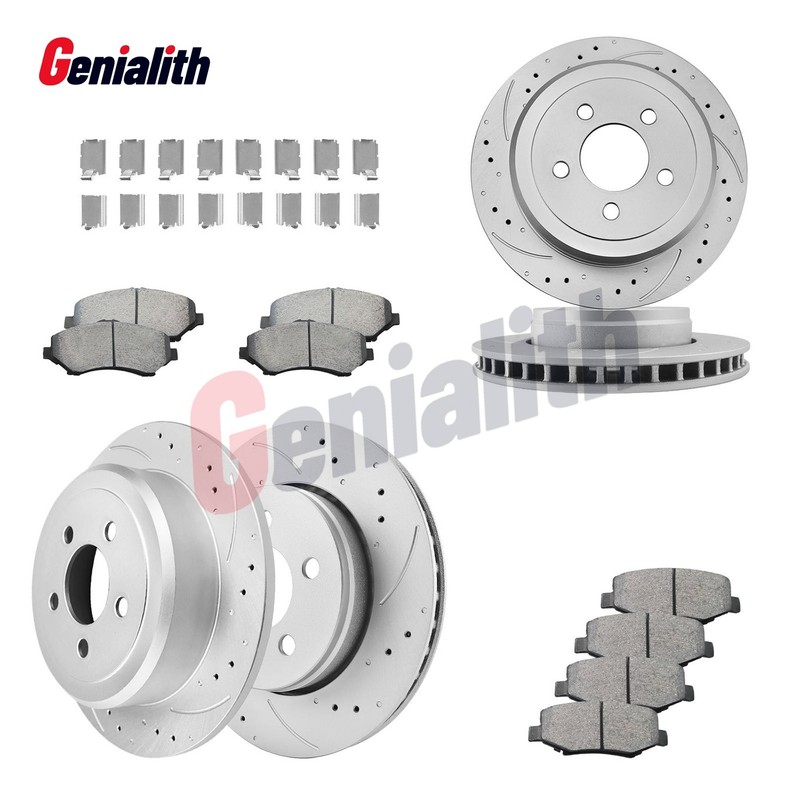 Front Rear DRILLED Rotors + Brake Pads for 2008 – 2012 Dodge Nitro Jeep Liberty