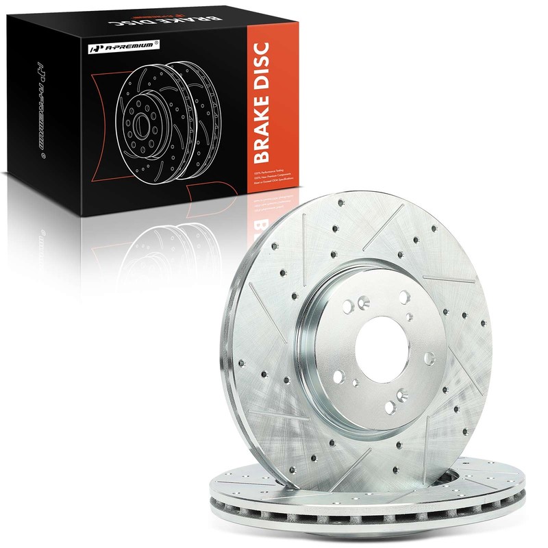 A-Premium Front Side Drilled Brake Rotors for Acura TL 2004-2008 3.2L 3.5L 310mm gallery