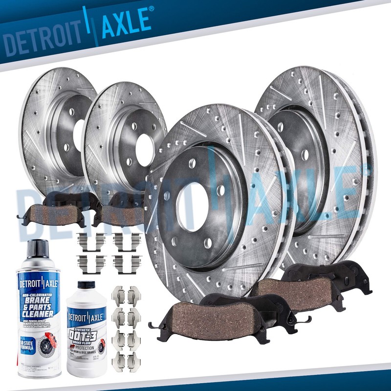 Front Rear Drilled Rotor Ceramic Brake Pad for 1999-2005 Jetta Golf Beetle 280mm