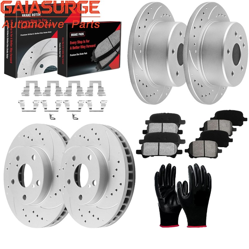 Front Rear Drilled Brake Rotors Pads Kits For 2000-2001 2002 2004 Toyota Avalon