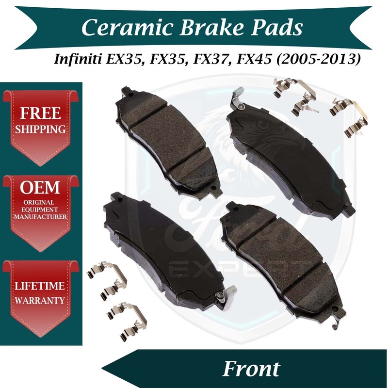 Front Ceramic Brake Pads Kit For 2005-2013 Infiniti EX35 FX35 FX37 FX45