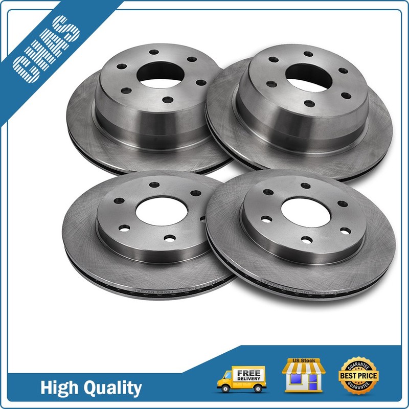 Front Rear Drilled Brake Rotors For 1999 2000-2007 Chevrolet Silverado GMC Yukon