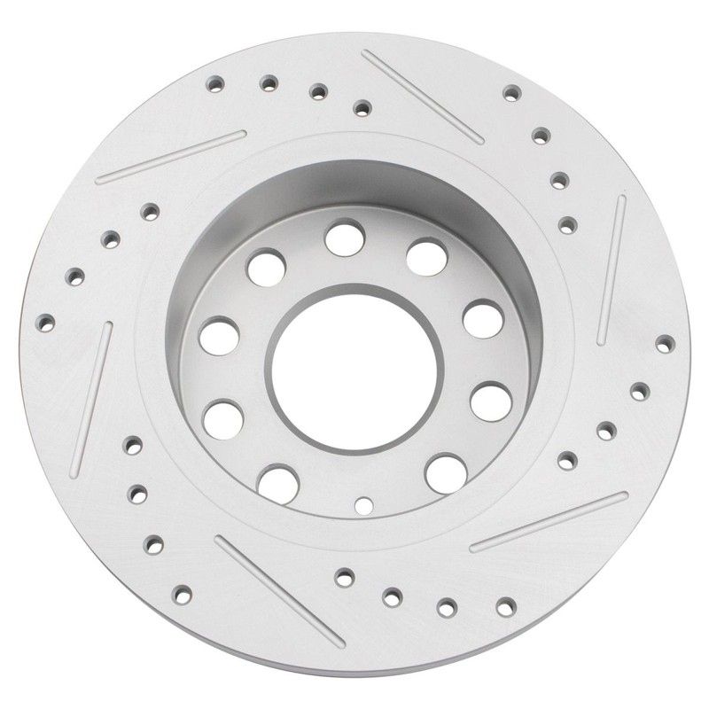 TRQ Performance Rear Drilled Slotted Coated Brake Rotor Set for VW Audi gallery