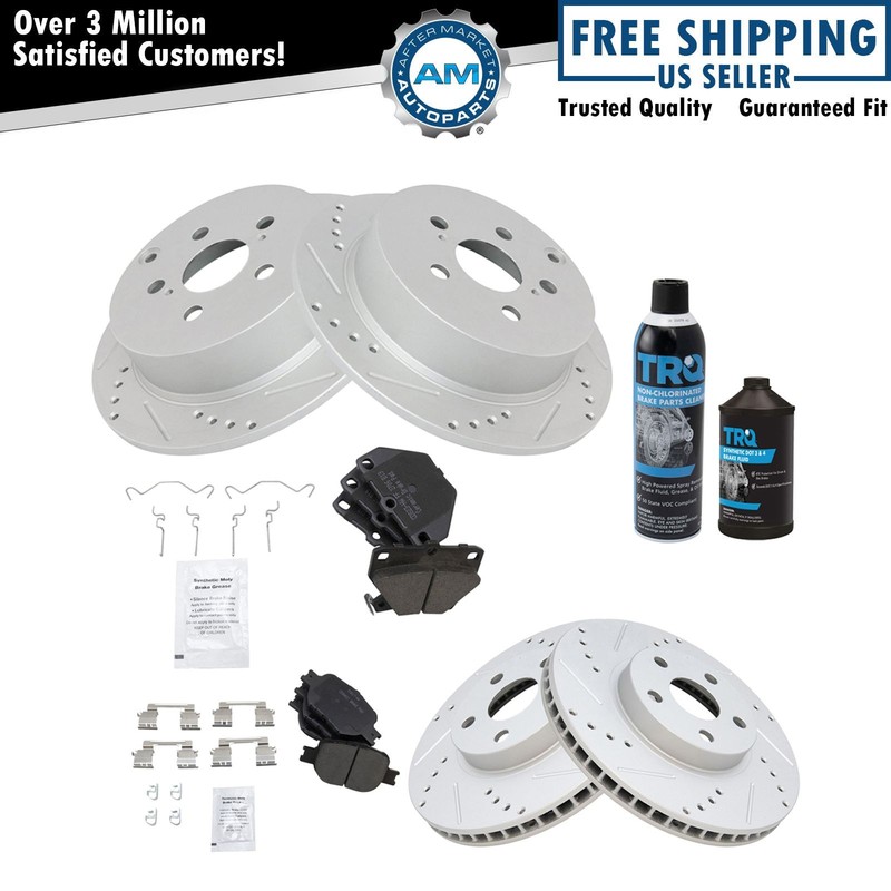 Performance Rotor & Ceramic Brake Pad Front & Rear Kit w/Chemicals