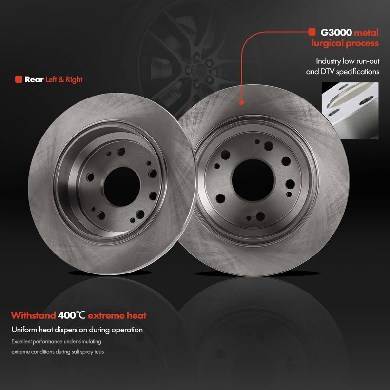 2x Rear Driver & Passenger Side Disc Brake Rotors for Acura RL 2002 2003-2004 gallery