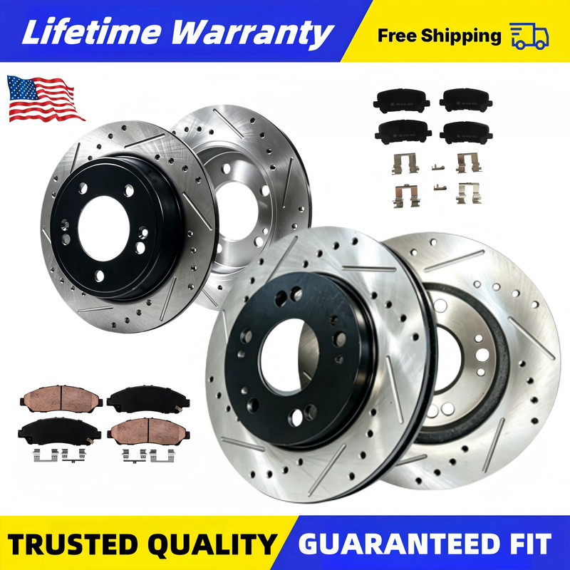 Front Rear Drilled Rotors Brake Pads for Acura MDX ZDX Honda Pilot 2012 2013