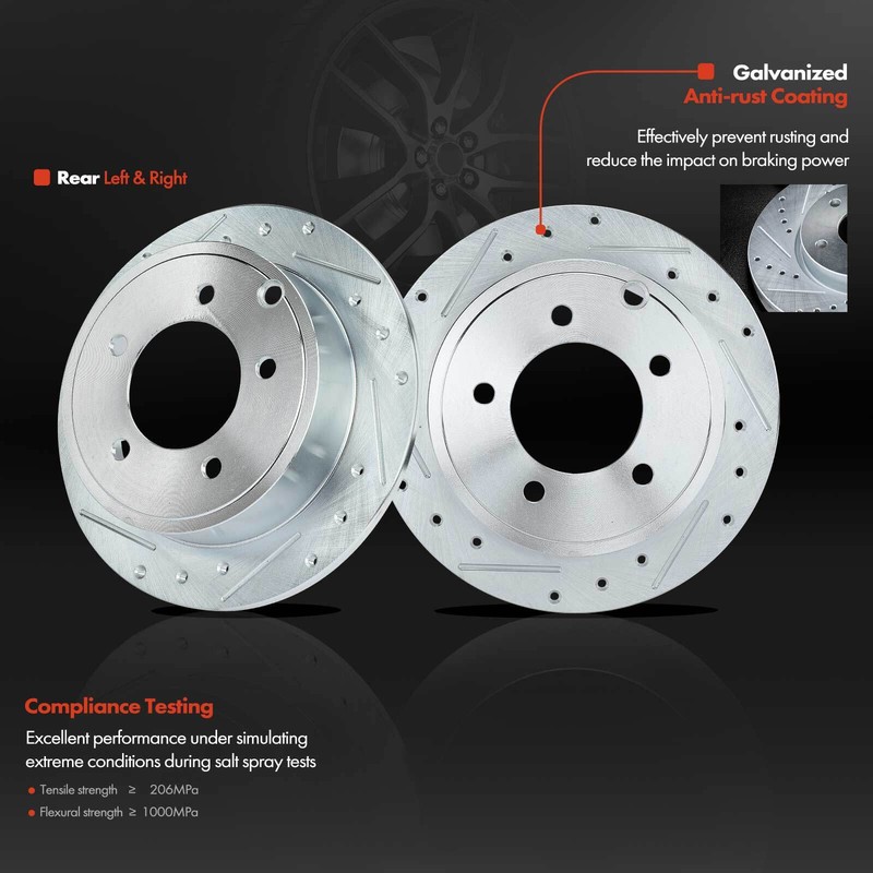 8x Drilled Brake Rotor & Pads + Caliper for Dodge Mitsubishi Jeep Chrysler Rear gallery