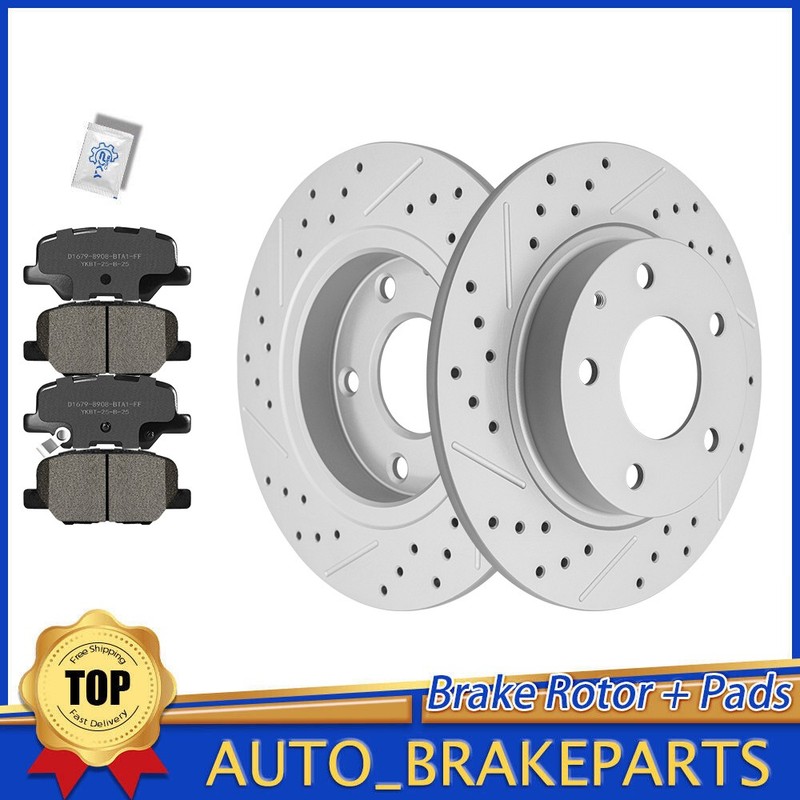 Rear Drilled Disc Brake Rotors Pads for 2014 – 2018 Mazda 3 Sport Mexico Built