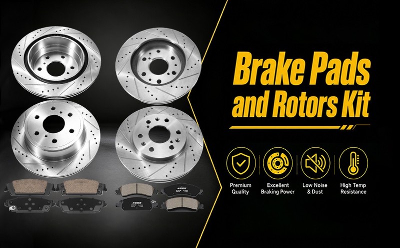 OE Replacement Front Rear Drilled Brake Rotors & Quiet Ceramic Pads for Chevy gallery
