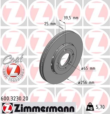 Zimmermann 600.3230.20 Brake Disc for VW