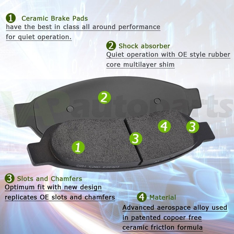 Front Brake Discs Rotors and Ceramic Pads For Dodge Ram 1500 2004-2005 4WD 336mm gallery