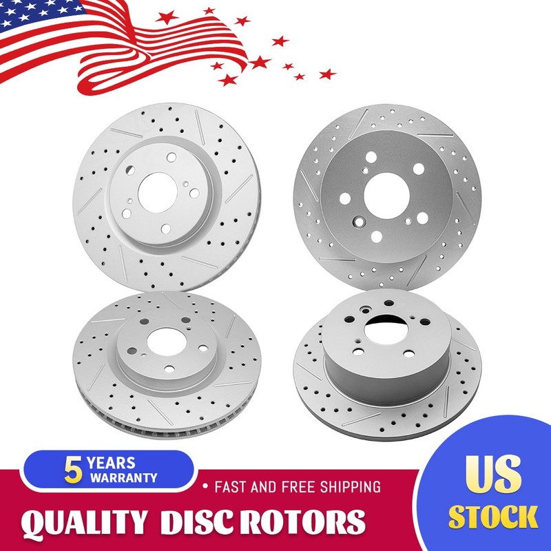 Front Rear Drilled Slotted Brake Rotors for 2008 – 2011 Toyota Camry Lexus ES350