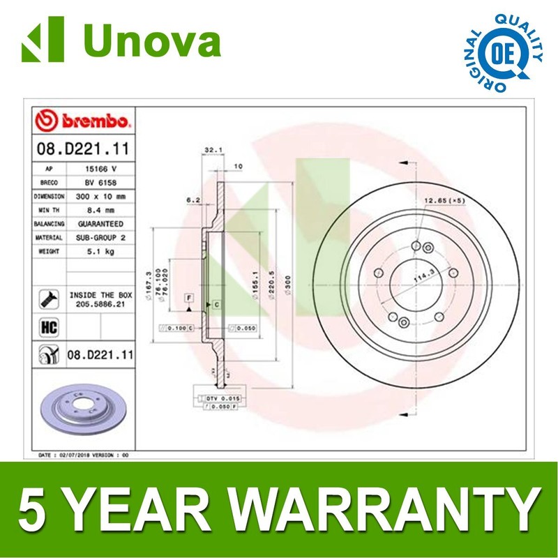 Brake Discs Rear Unova Fits Kia Optima 2015-2019 58411D4650 gallery
