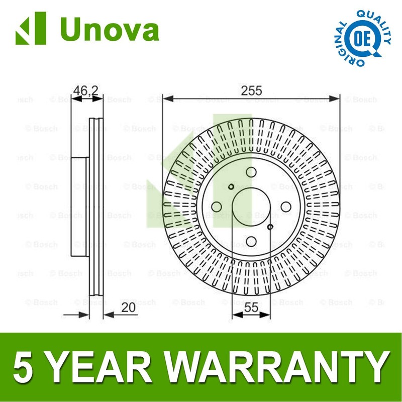 2x Brake Disc Front Unova Fits Toyota iQ 2009-2014 1.0 1.3 1.4 D 4351274010