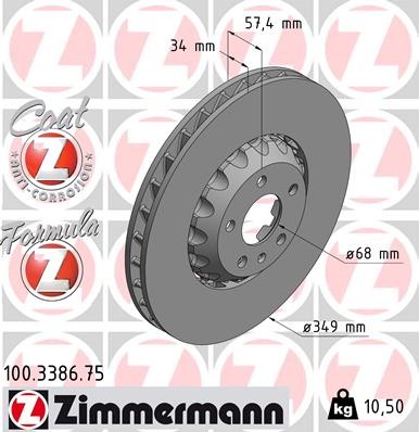 Zimmermann 100.3386.75 Brake Disc for Audi