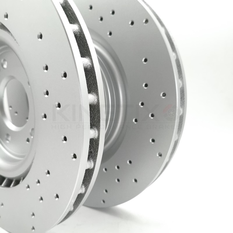 FOR MITSUBISHI LANCER EVO X 10 FRONT PERFORMANCE DRILLED BRAKE DISCS BREMBO PADS gallery