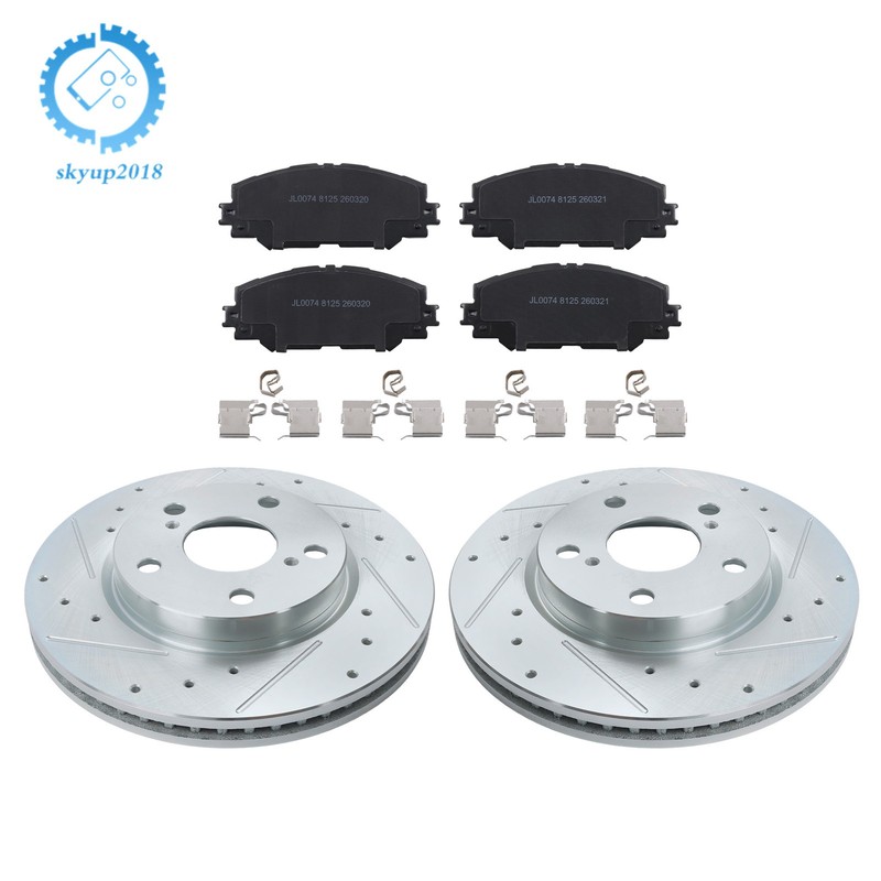 Front Drilled Rotor & Brake Pad For Toyota RAV4 06-18 For Lexus HS250h 10-12 L4