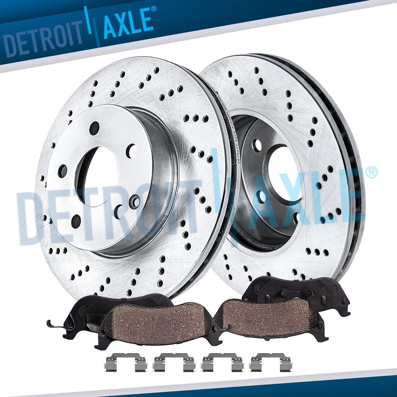 11.62” Front Drilled Brake Rotors Brake Pads for Mercedes-Benz C250 C300 SLK250
