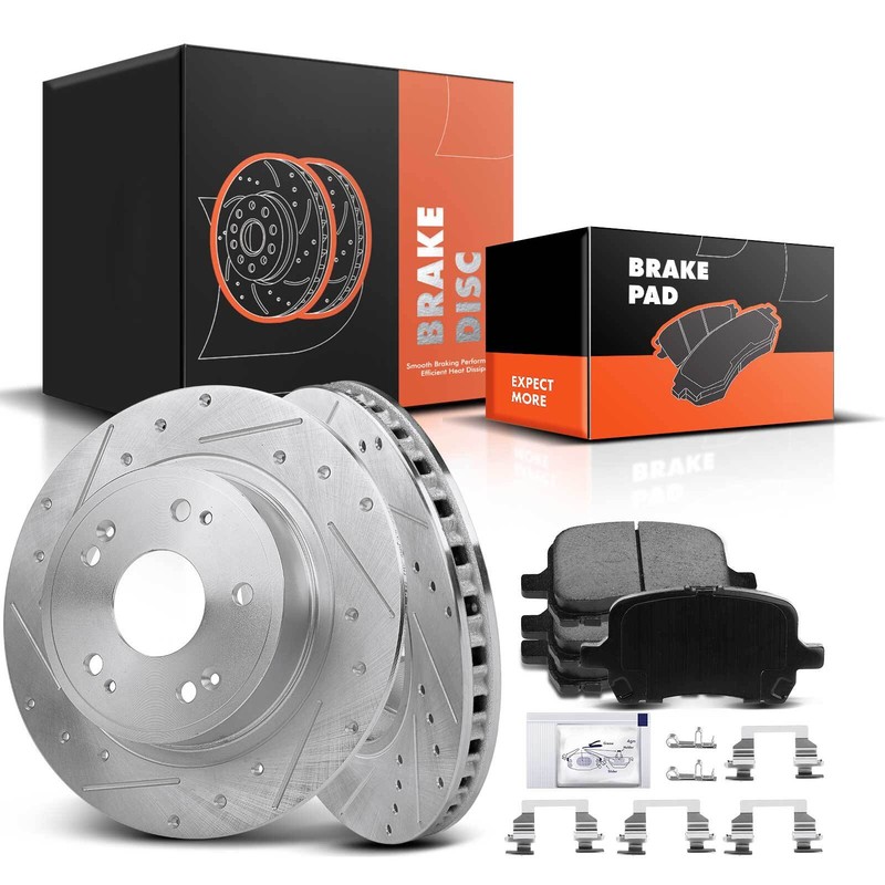 Drilled & Slotted Brake Rotors & Ceramic Pad for Chevrolet Cobalt Pontiac Front