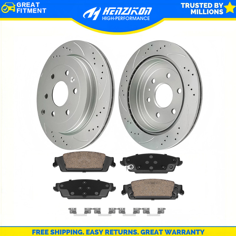 Rear Drilled Rotors Brake Pad for 2020 Chevy Silverado GMC Sierra 1500 Escalade