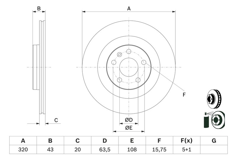 Bosch 0 986 479 E87 Brake Disc for, Volvo