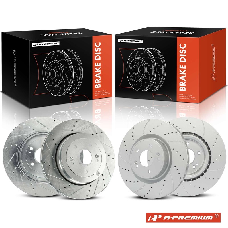 A-Premium 4x Front & Rear Drilled Brake Rotors for Hyundai Genesis Coupe 10-16