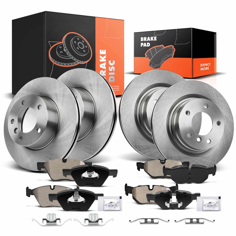 Front & Rear Disc Brake Rotors & Ceramic Brake Pads for BMW 325i E90 2006 328i