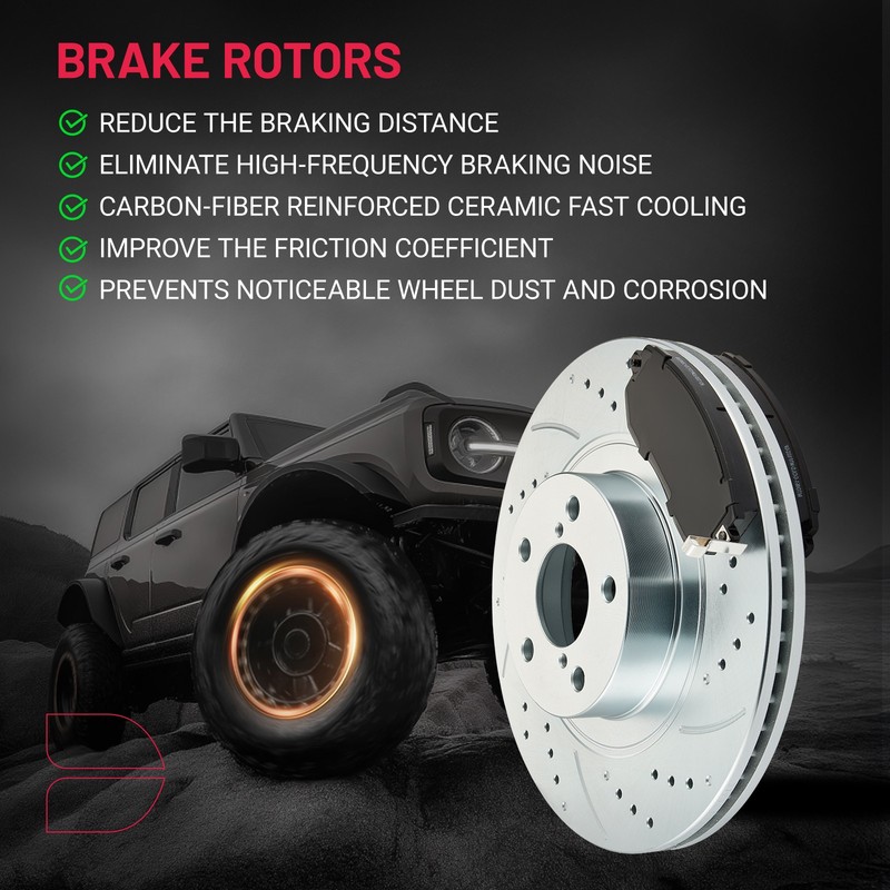 Front & Rear Drilled Rotors Ceramic Brake Pads for 2008-2011 Subaru Impreza 2.5L gallery