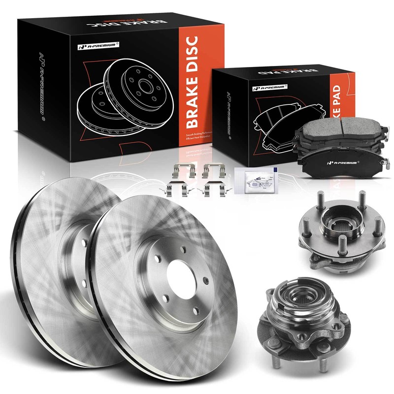 A-Premium Front Drilled Rotor & Pad+Wheel Hub Bearing for INFINITI M35 2010 QX70