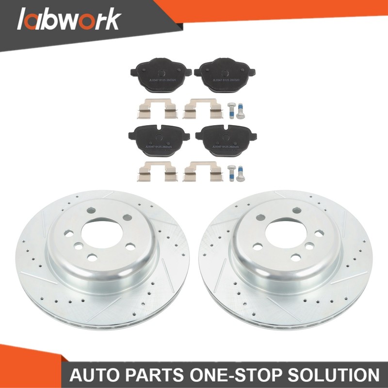 Labwork 6x Drilled Brake Rotor & Ceramic Brake Pad Rear For BMW F10 528i 535i gallery