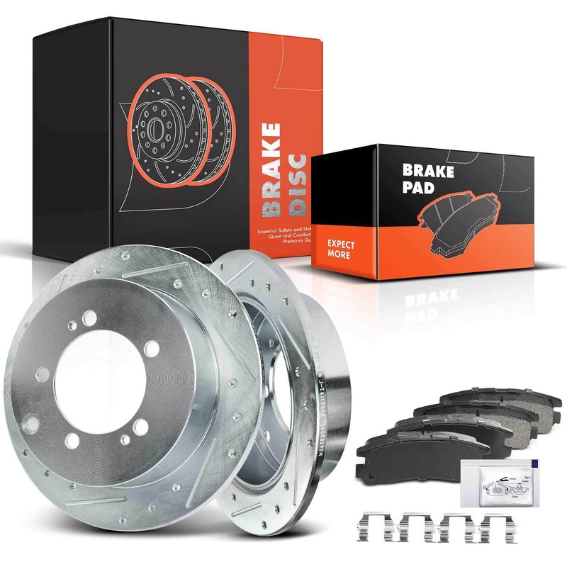New Rear Drilled Brake Rotor & Pad for Chrysler Sebring Dodge Avenger Mitsubishi