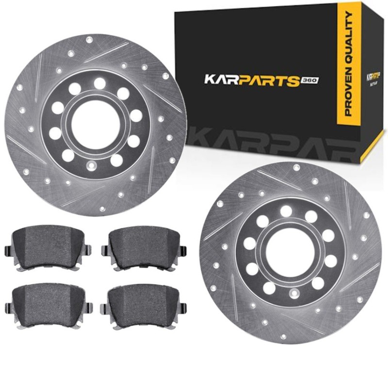 For Volkswagen Golf 2010-2013 Rotor Set | Silver | Drilled And Slotted Rotor