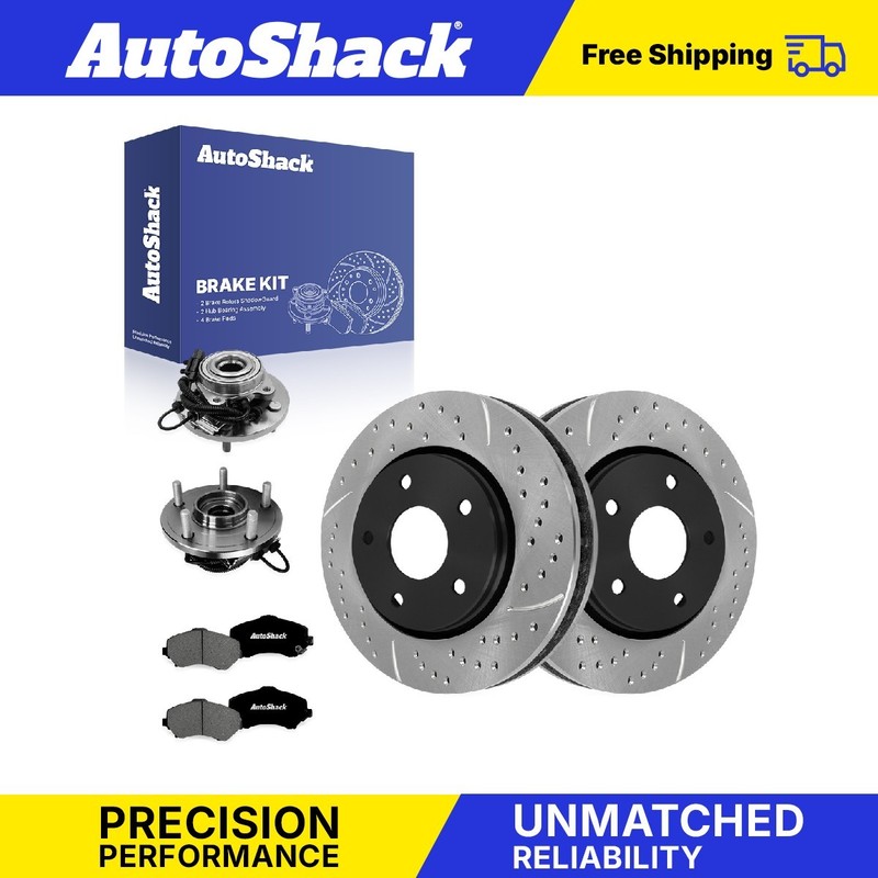 Front Drilled Slotted Brake Rotor Premium Pad Hub for Dodge, Grand Caravan 12-16