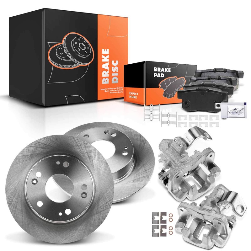 Rear Disc Rotors &Ceramic Brake Pads + Calipers for Honda Civic Acura CSX ILX