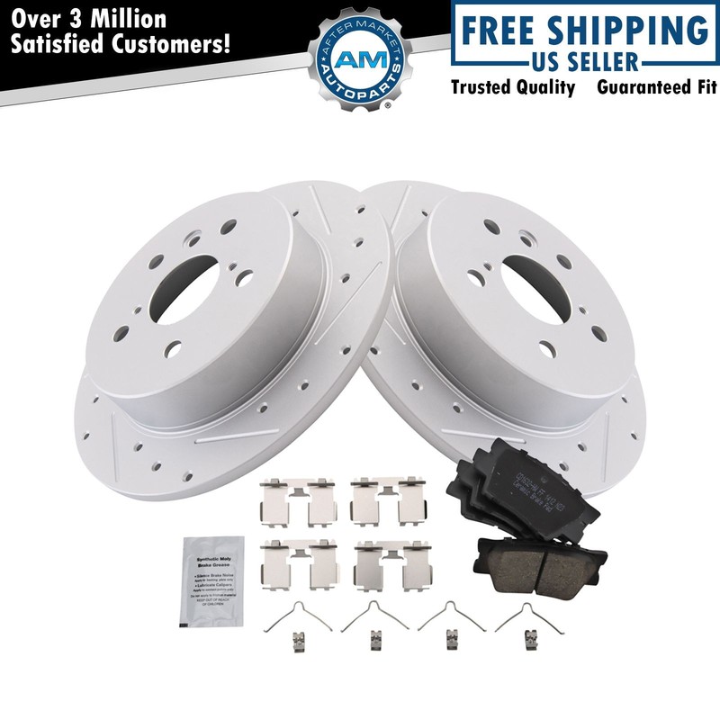 Performance Rear Brake Pad & Rotor Kit Ceramic Premium G-Coated Fits Toyota