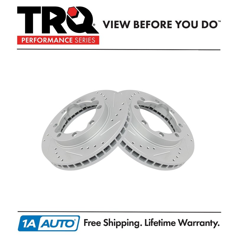 TRQ Performance Drilled & Slotted Front G-Coated Disc Brake Rotor Pair