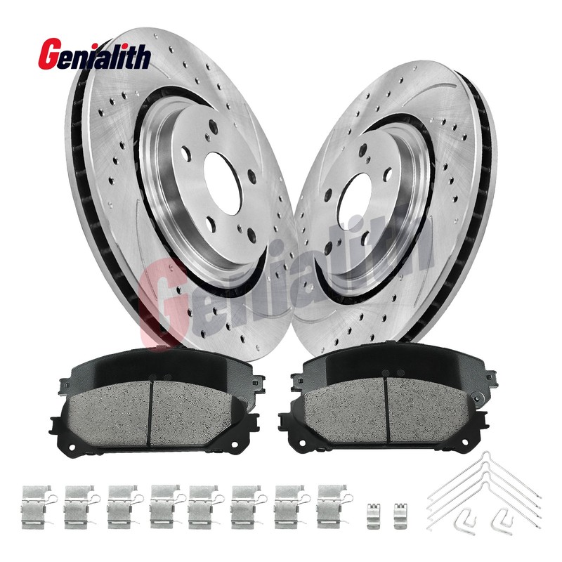 Front Slotted Rotors Brake Pads for 2008-2019 Toyota Highlander 2011-2020 Sienna
