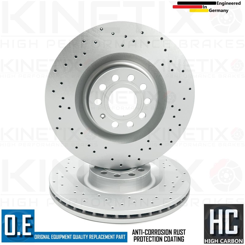 FOR VW GOLF R32 MK5 FRONT REAR CROSS DRILLED PERFORMANCE BRAKE DISCS 345mm 310mm gallery