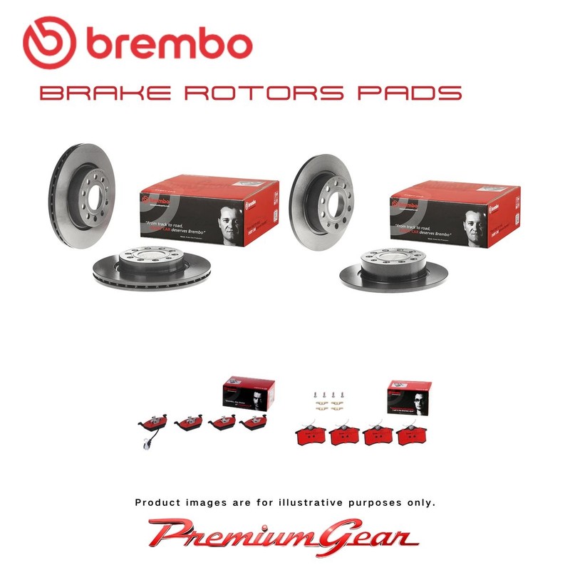 Front+Rear Brembo UV Coated Disc Rotors+NAO Brake Pads for VW Beetle 5C1 14-16