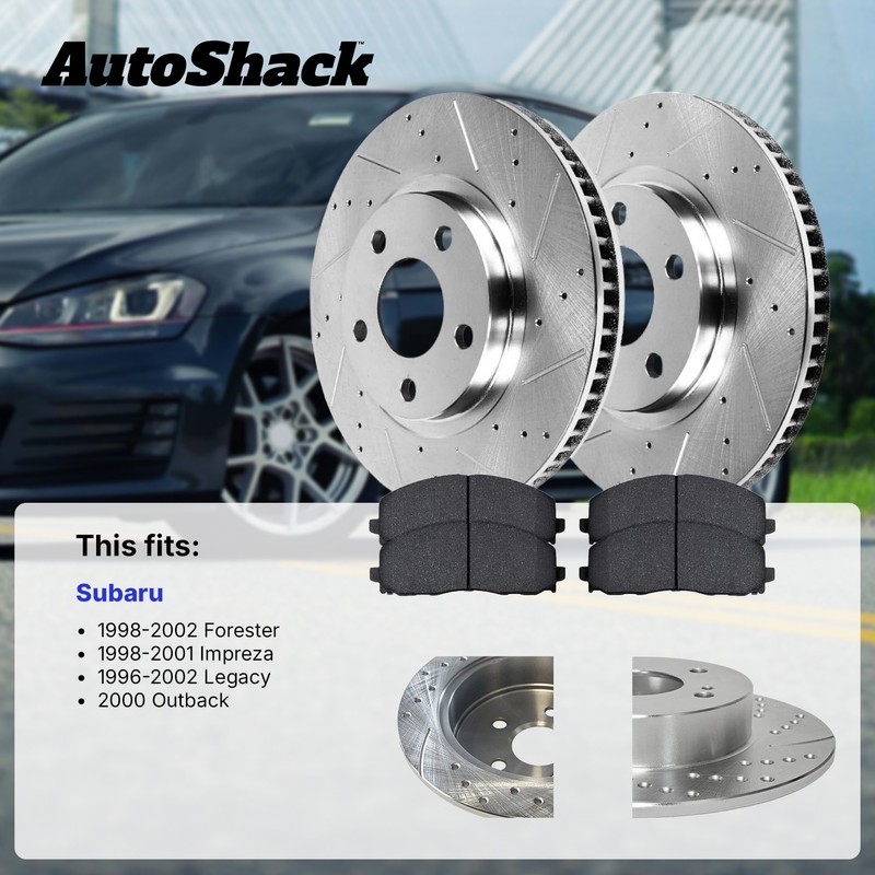 Front Drilled Slotted Brake Rotors Ceramic Pads for Subaru, Legacy 1996-2002 gallery